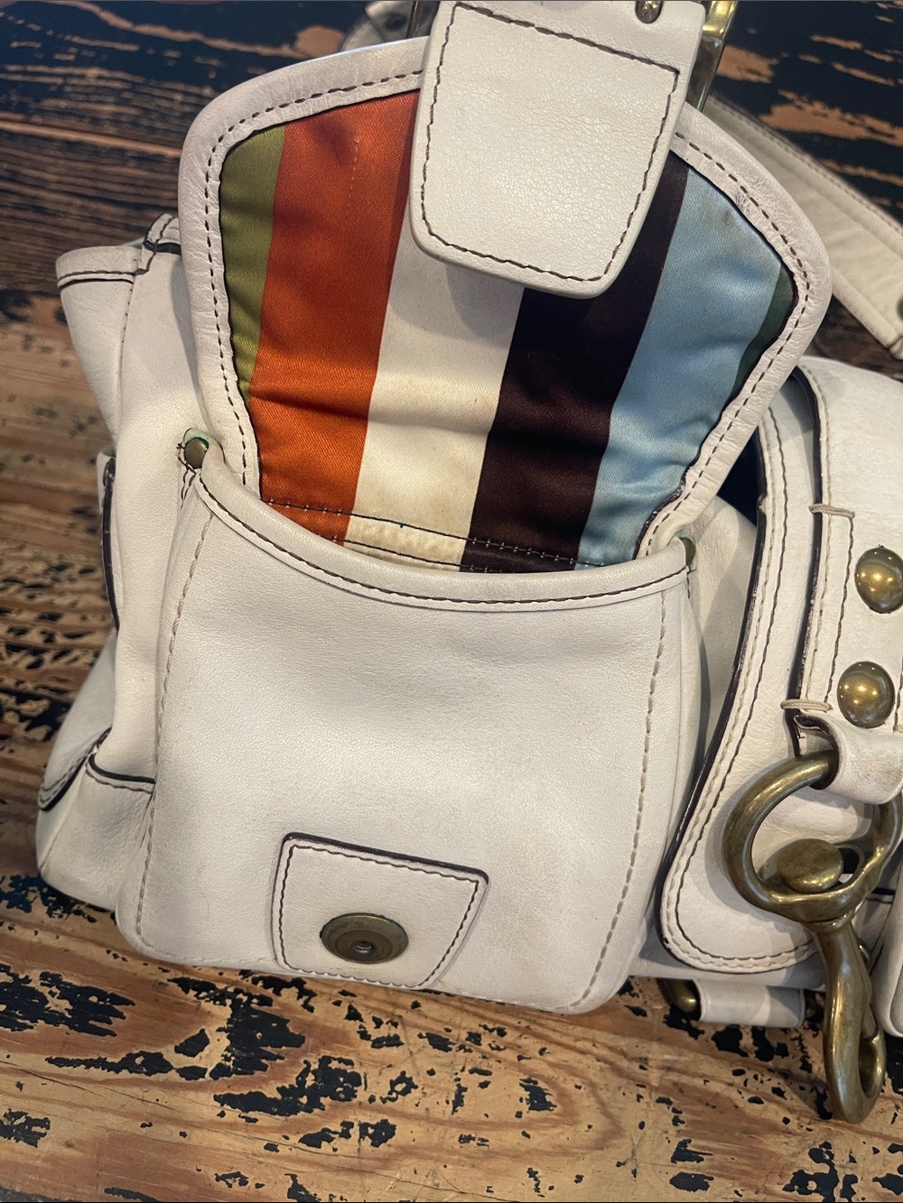 Coach Ltd Ed. 65th Anniversary white leather Mandy Courier Satchel 10330 Bag - Picture 5 of 12